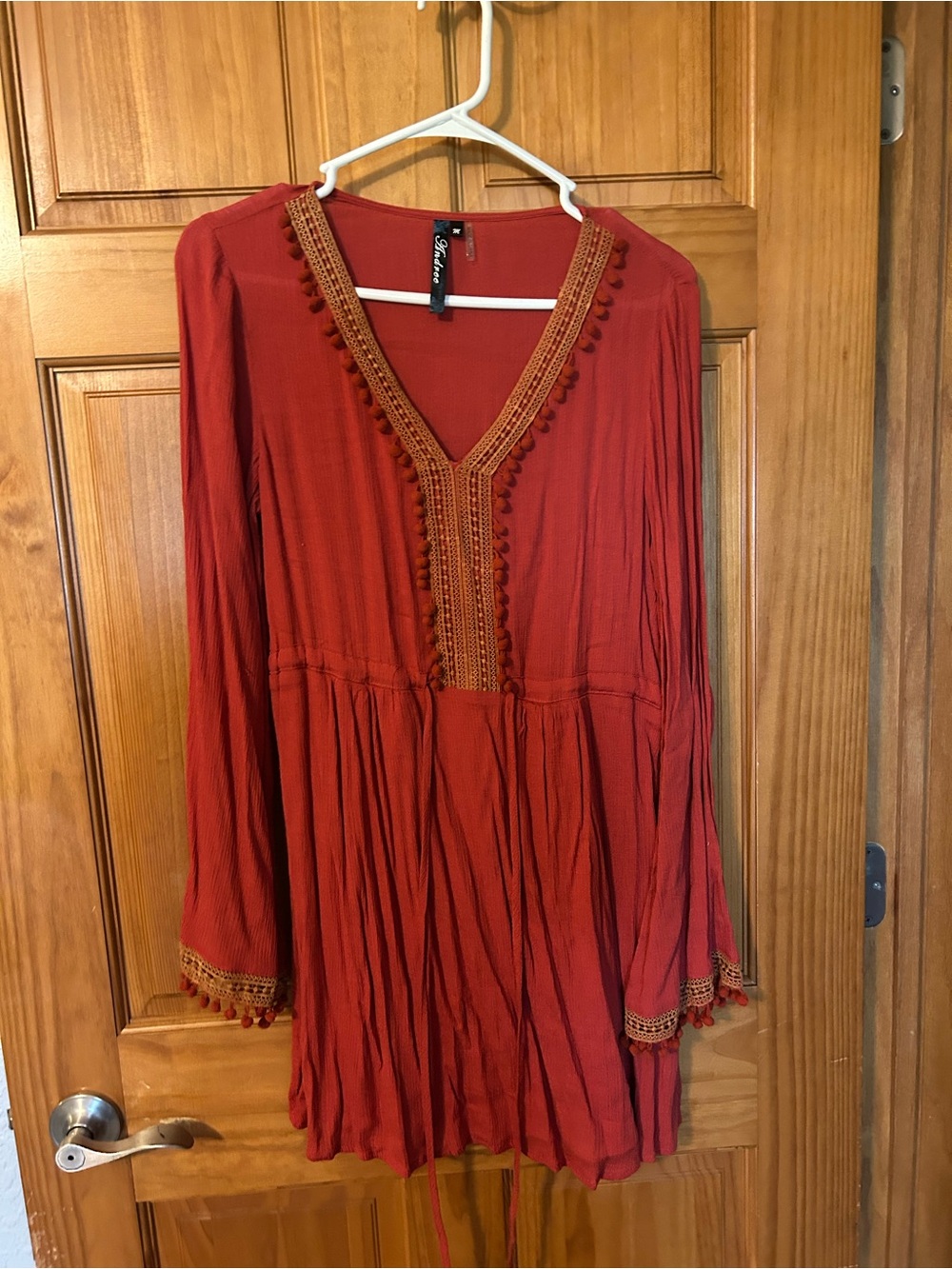 Andree Brick Red Women's V-Neck Tunic